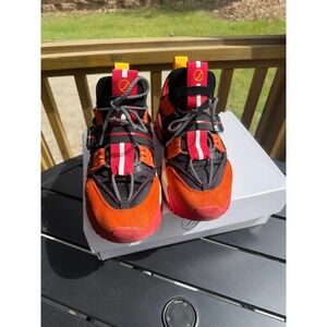 Javi Hype Mens Chunky Sneakers Red Orange Black Buckle Strap Platform Shoes 10.5